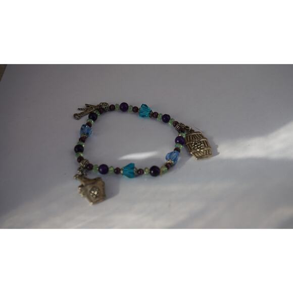 Vintage beaded charm bracelet wine theme Y2K boho eclectic style - Picture 8 of 10